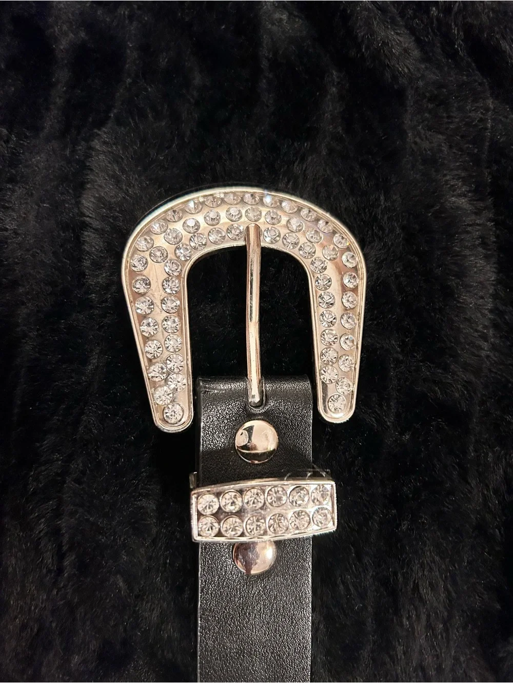 Genuine Leather Rhinestone Embellished Studded Women’s Belt Size Large